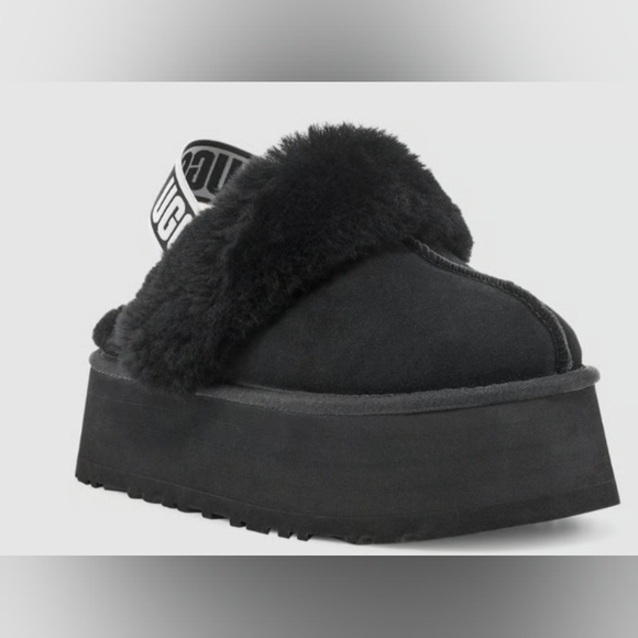 UGG Wmns Funkette Slipper 'Black' Shoes Size 10 Like New - Picture 2 of 10